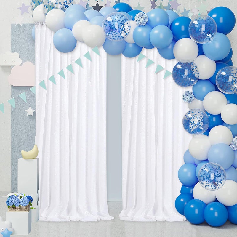 QueenDream White Sequin Backdrop Curtain 4 Pack 2ft x 8ft Backdrop Birthday Party Backdrop Wedding Ceremony Background - Image 4